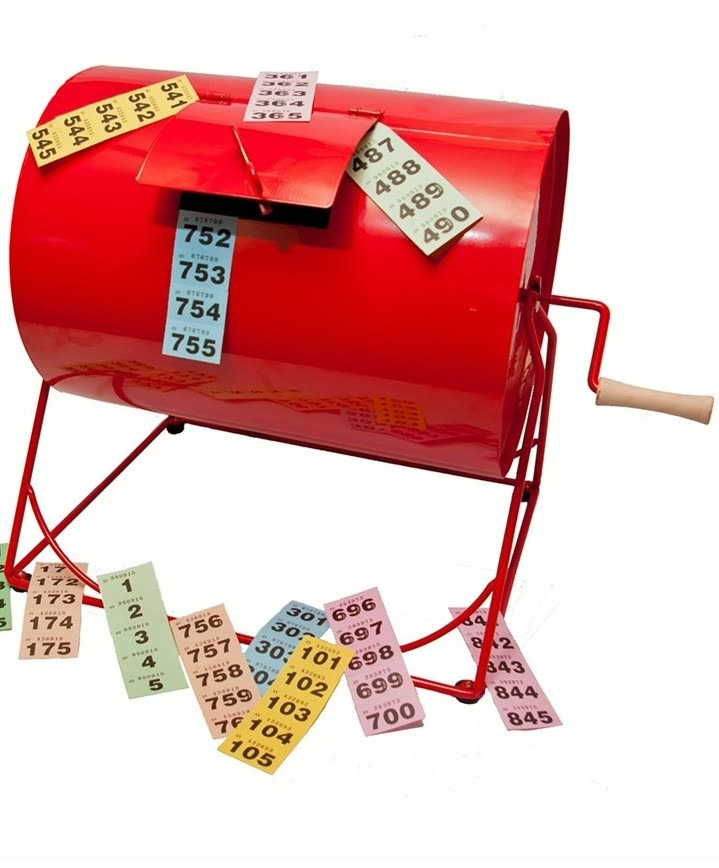 Tambour de tombola et tickets numérotés